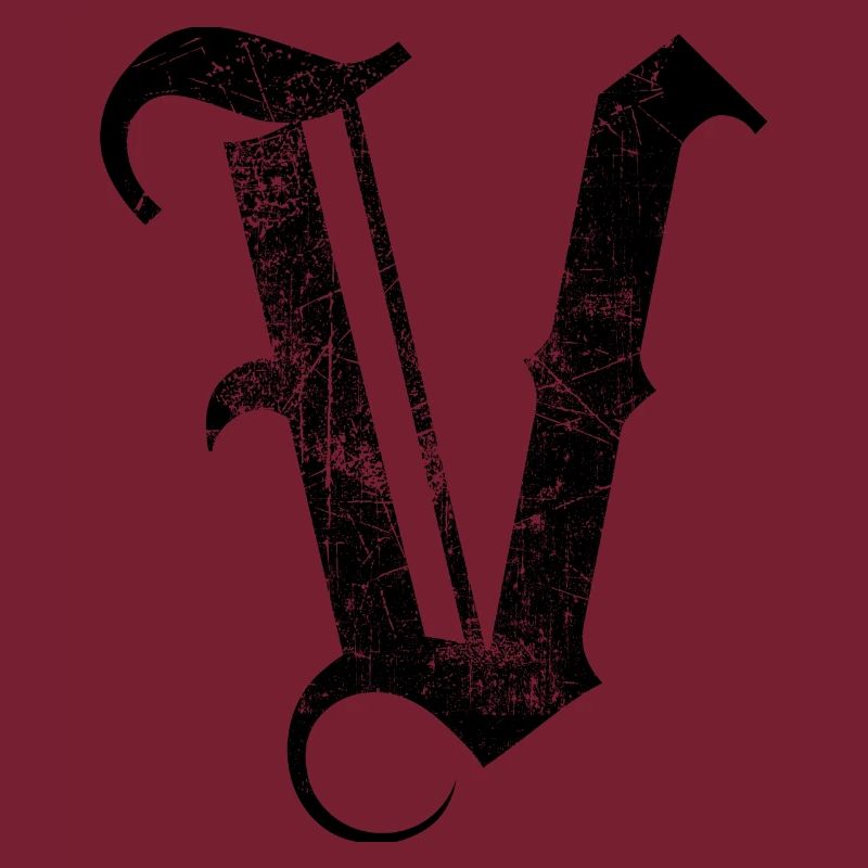 Tshirt alphabet initial V