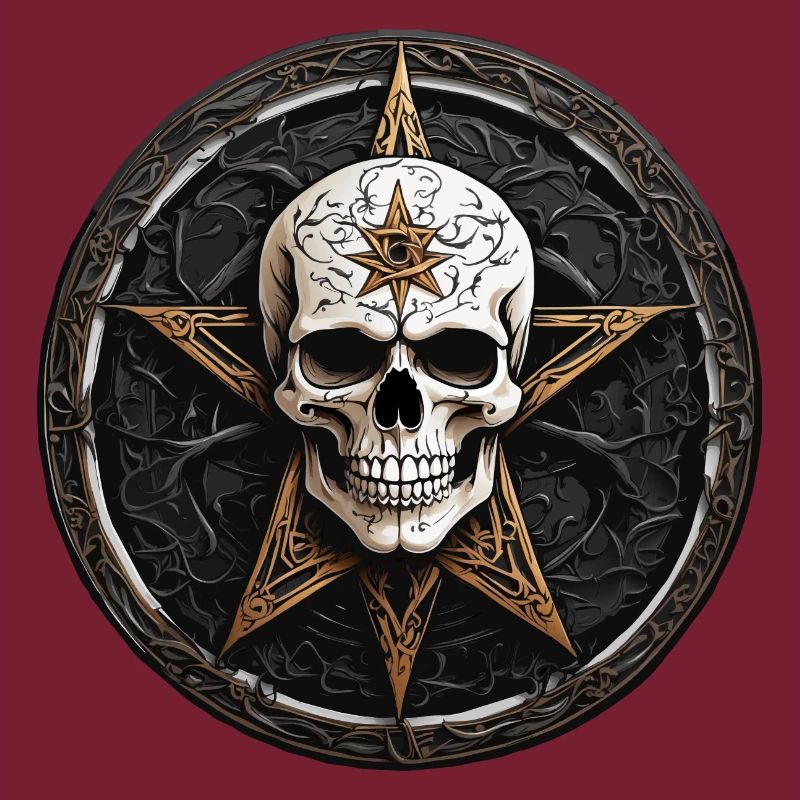 Skull with pentagram in gothic style