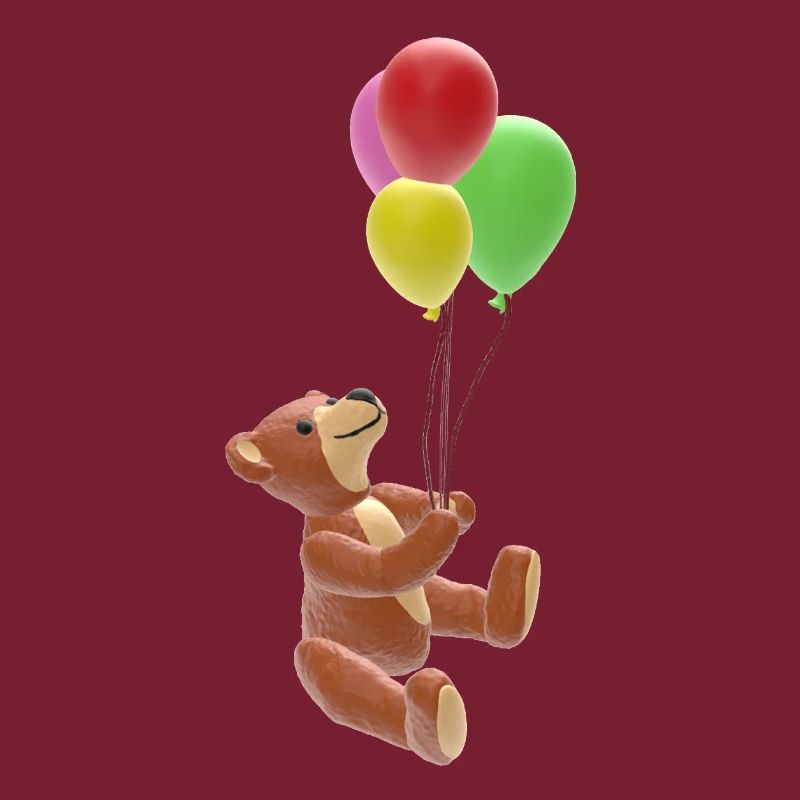 Teddy mit bunten Ballons - 3D