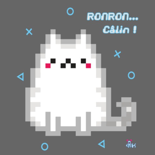 ronron câlin! chaton pixel art - Housse de coussin décorative 45 x 45 cm