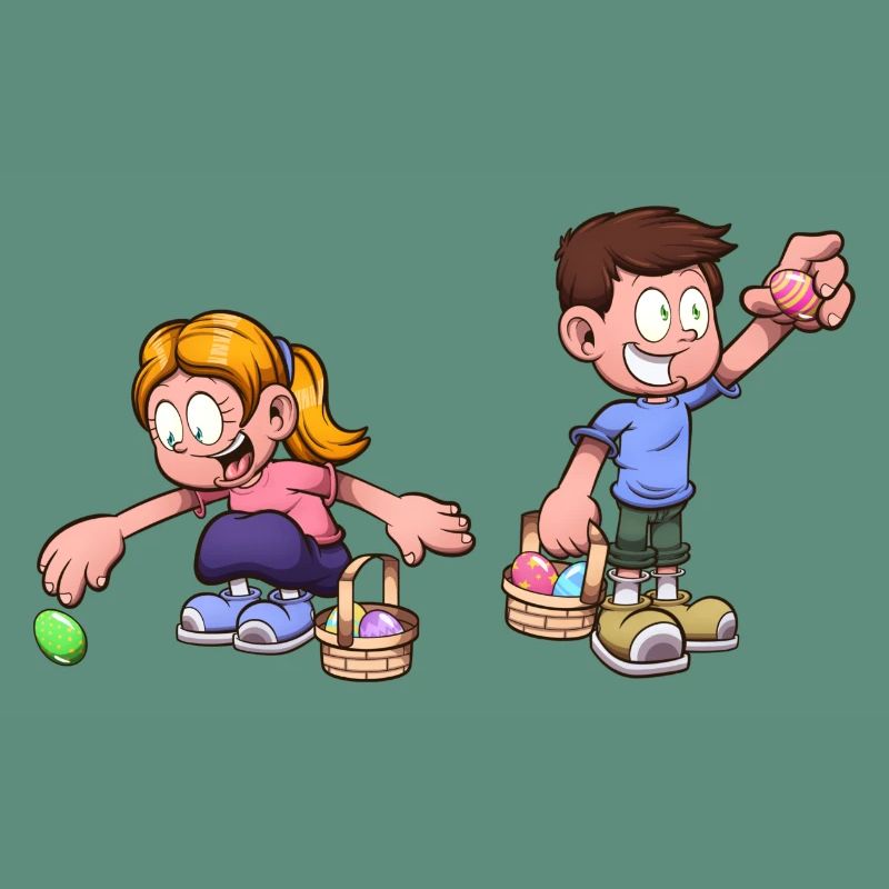 Kids Doing An Easter Egg Hunt