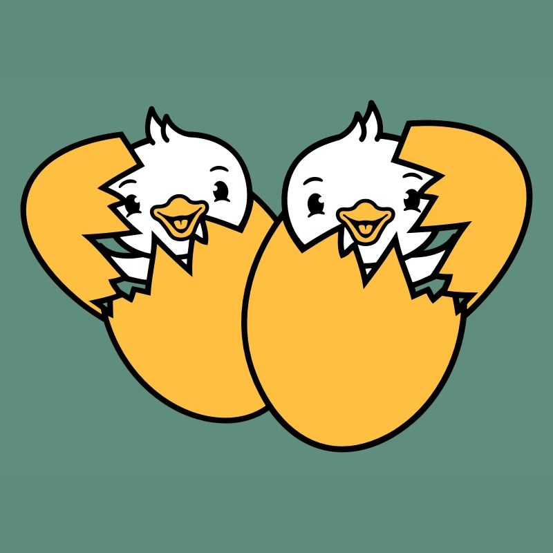 2 Birds Two Chicks Egg Hatch Born Eggshell