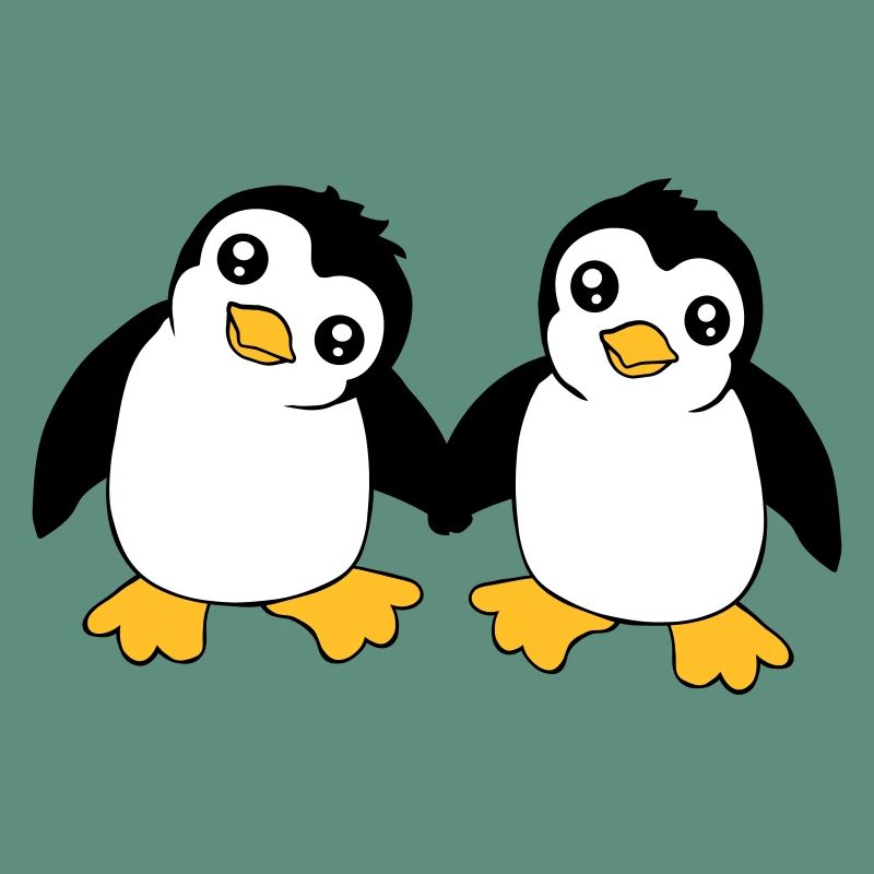 2 mignons petits pingouins drôles amis aiment l’équipe