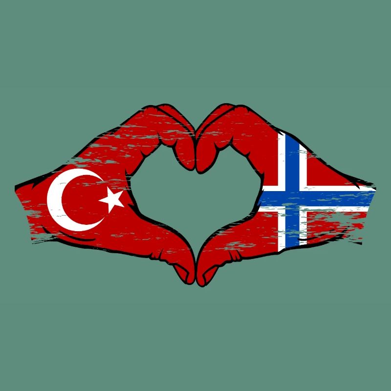 Turquie Norvège drapeau mains coeur forme utilisé