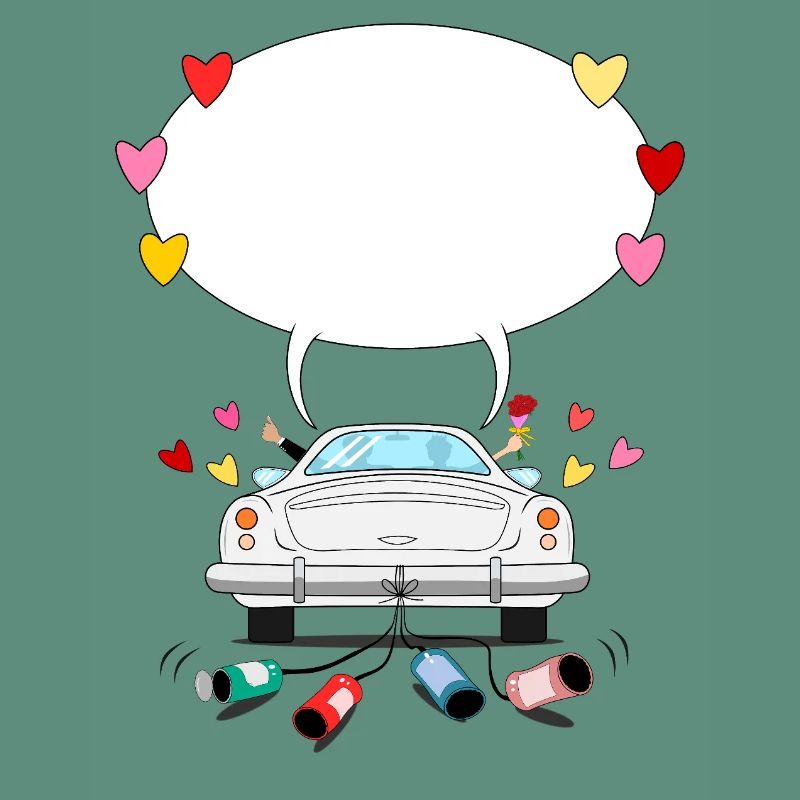 Wedding car with speech bubble in silver