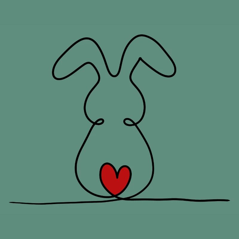 Lapin à une ligne avec queue rouge