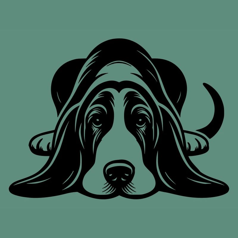 Conception vectorielle de chien de basset couché