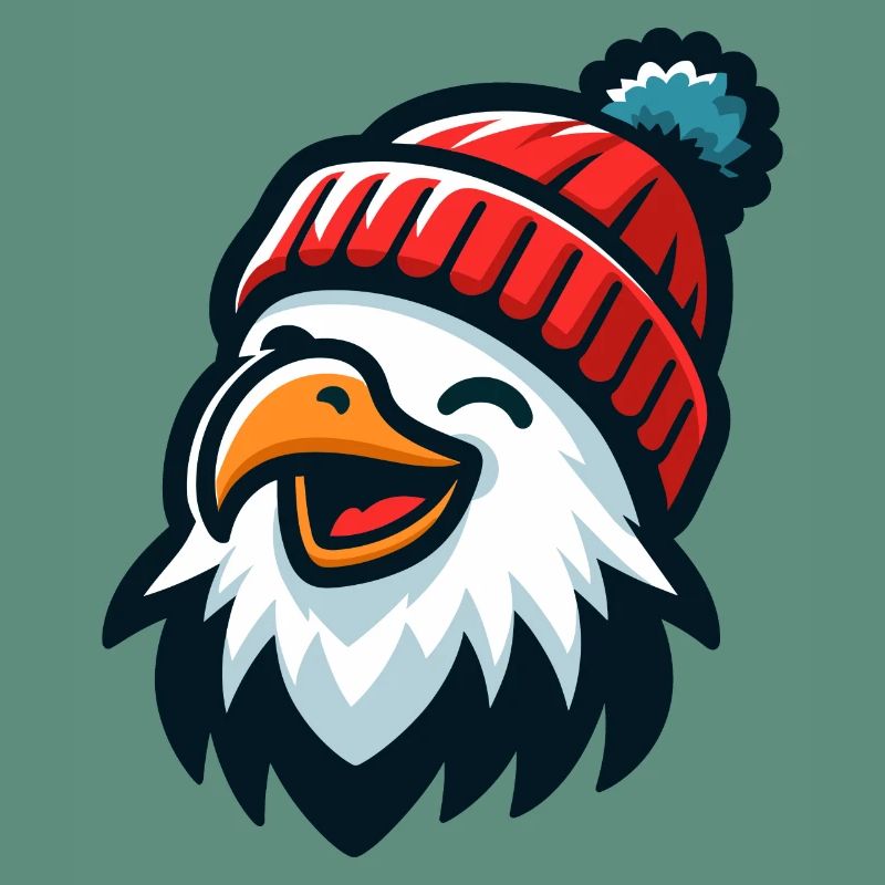 Laughing Eagle Head Eagle Head with Beanie Hat