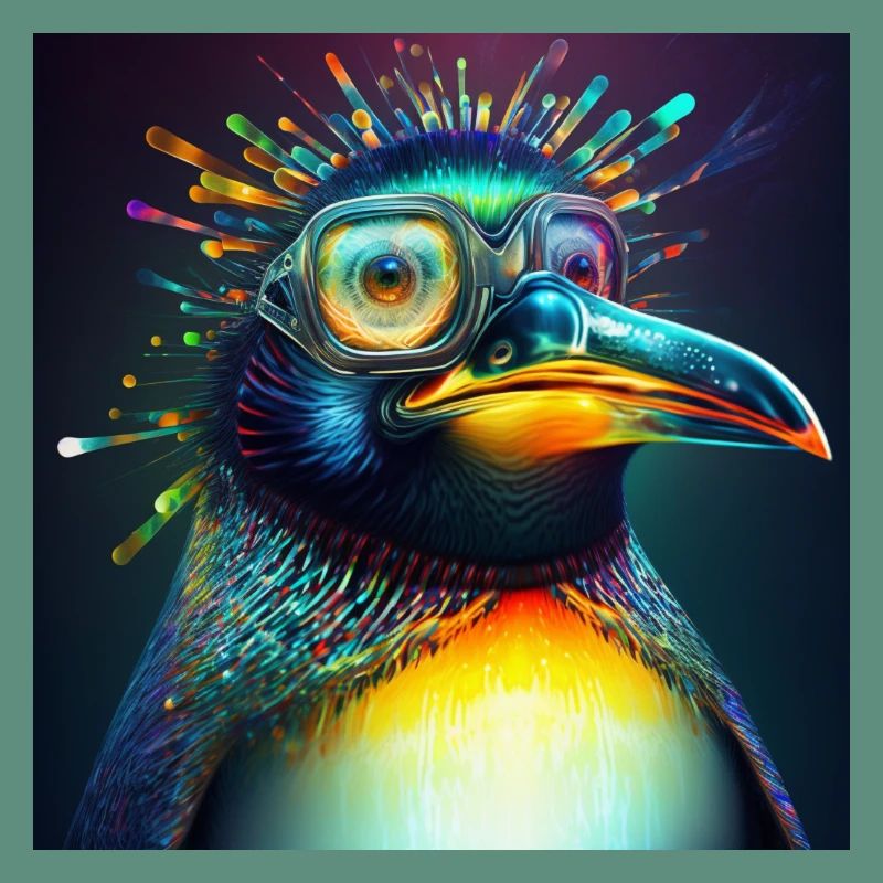 Farbiger Pinguin mit Brille, einzigartiges Design