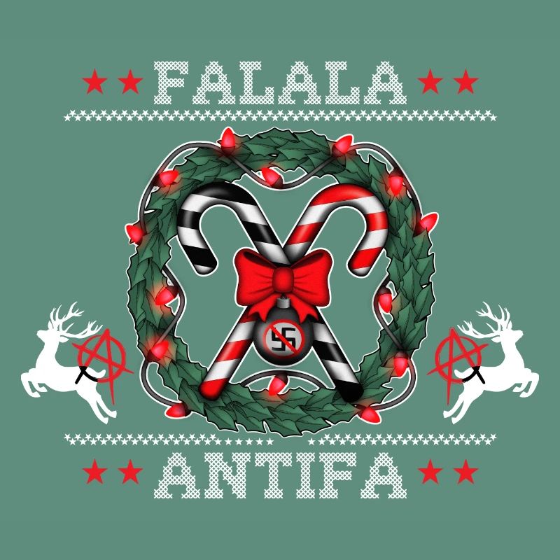 Pull de Noël moche : FALALA ANTIFA !