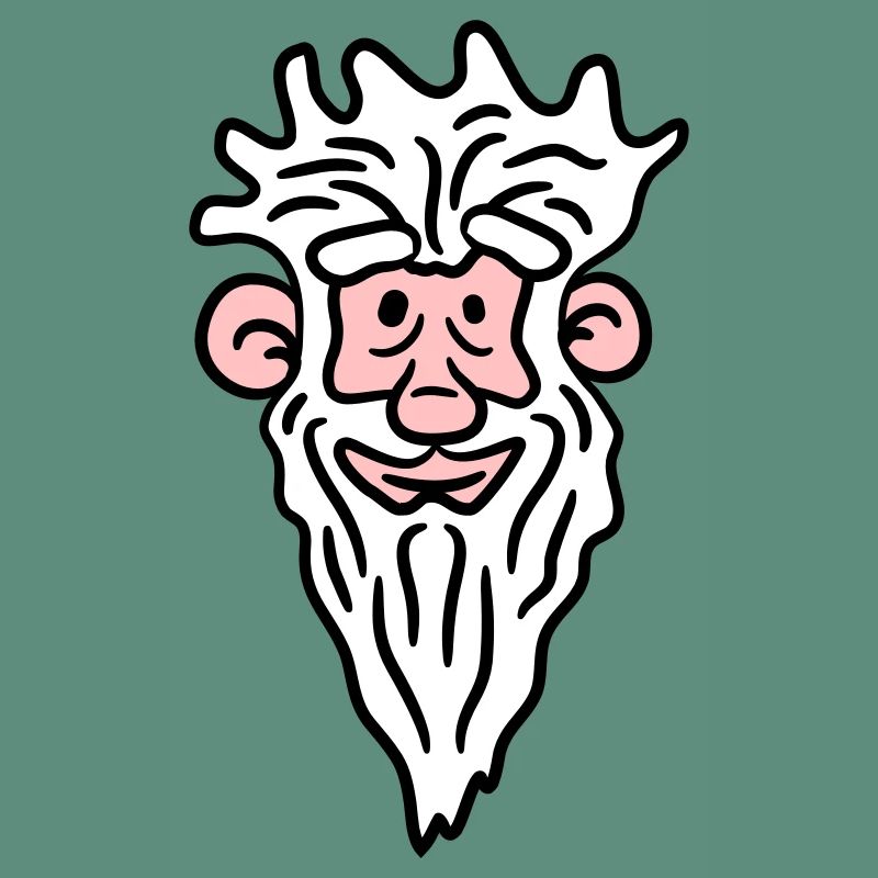 Funny Grandpa Face Comic Style Long Gray Beard