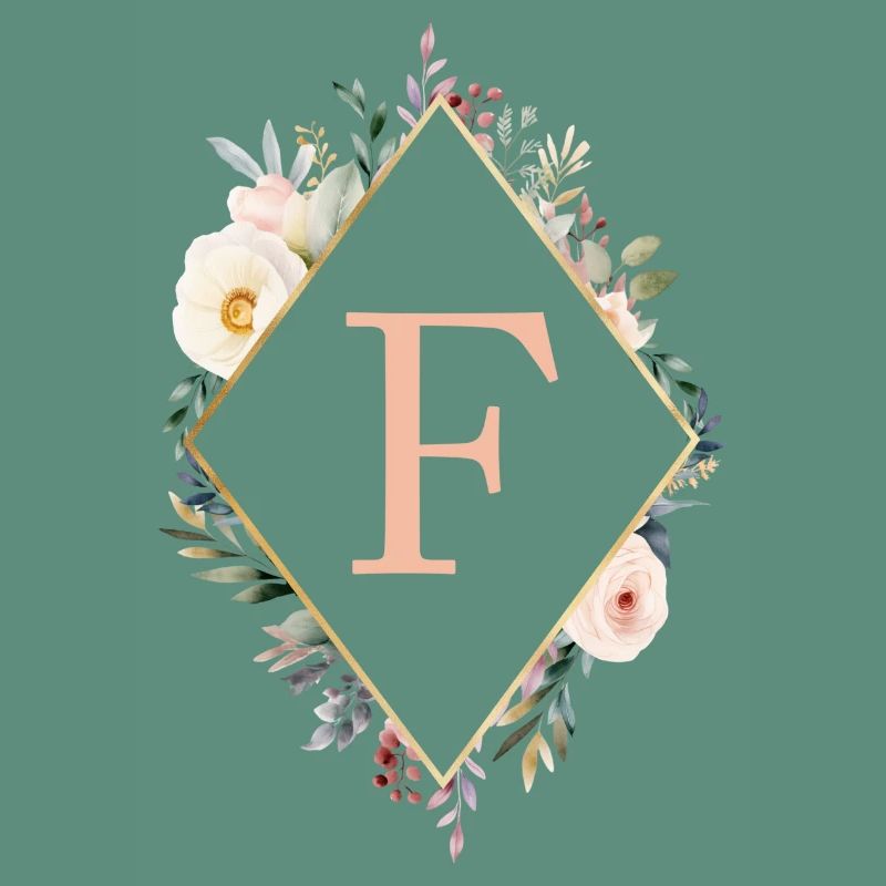 F Monogram, Floral, Boho