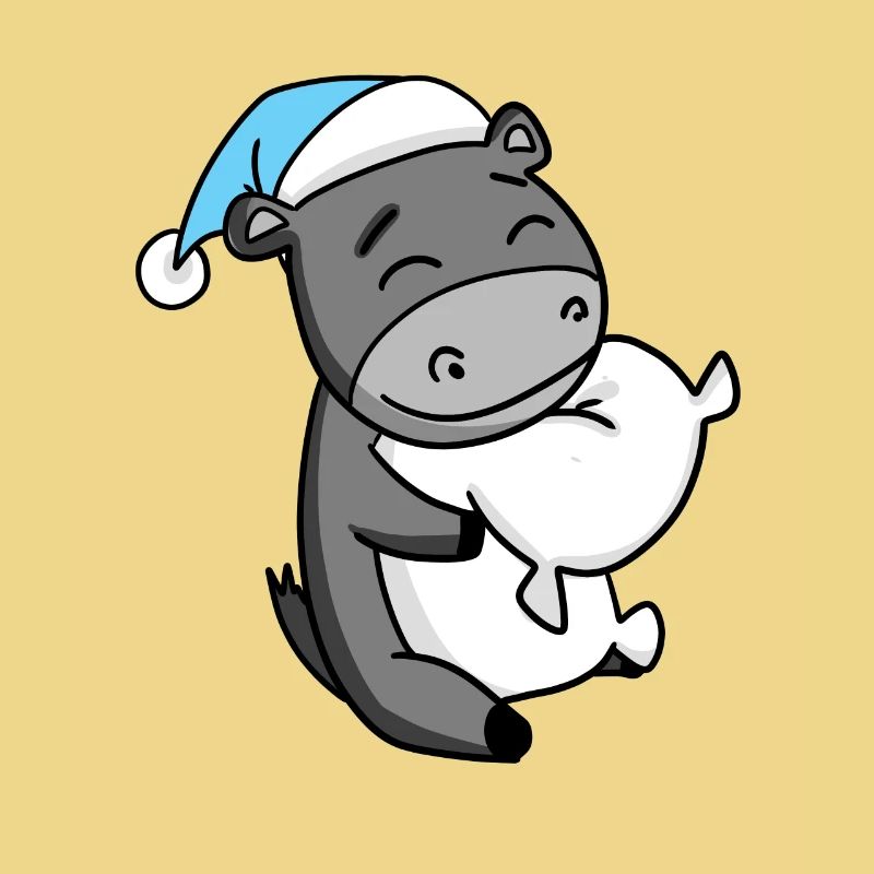 Donkey with pillow and sleeping cap