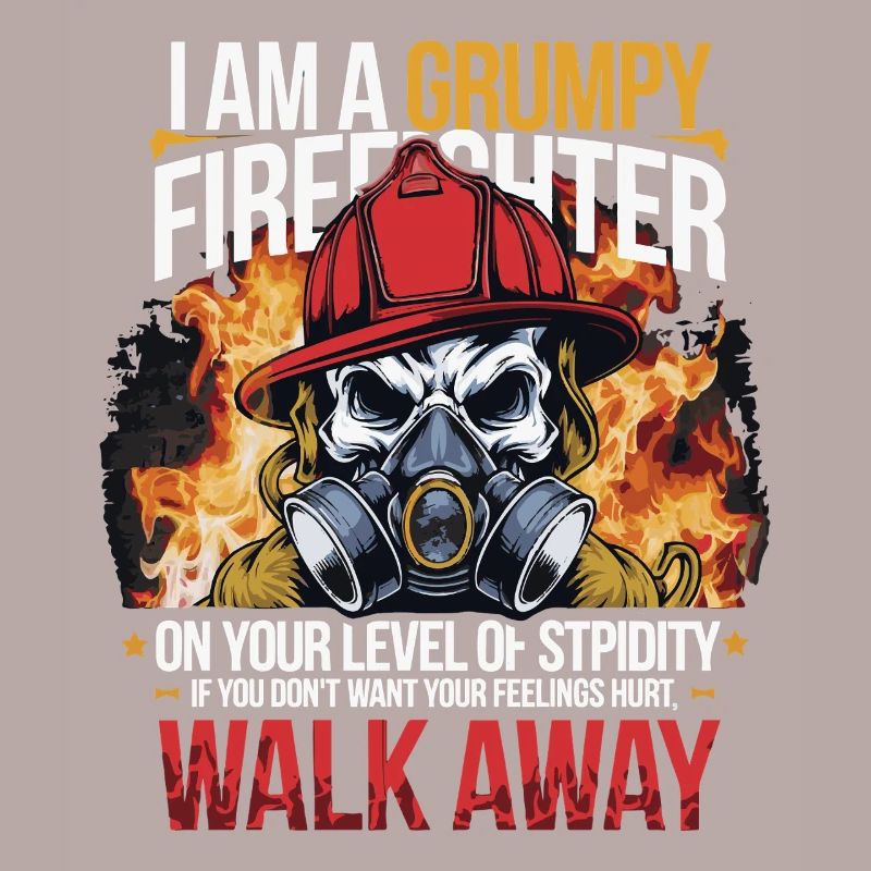 Grumpy Firefighter Skull Design