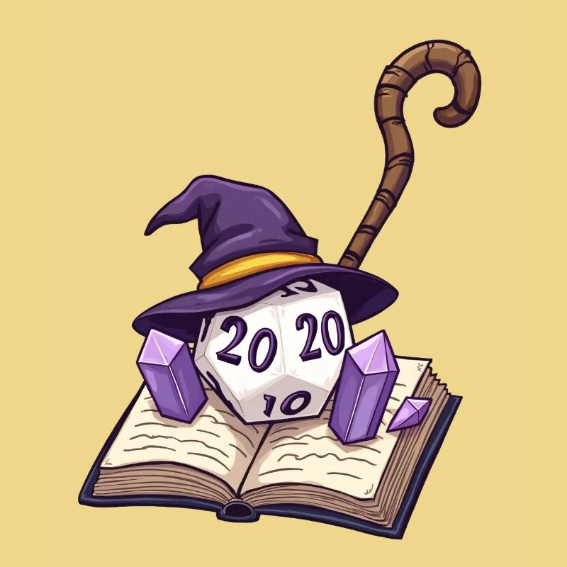 D20 with Magic Hat on Magic Book – Fantasy