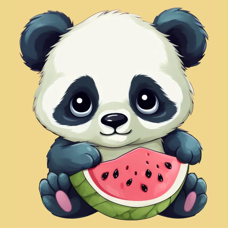 Panda mignon à la pastèque