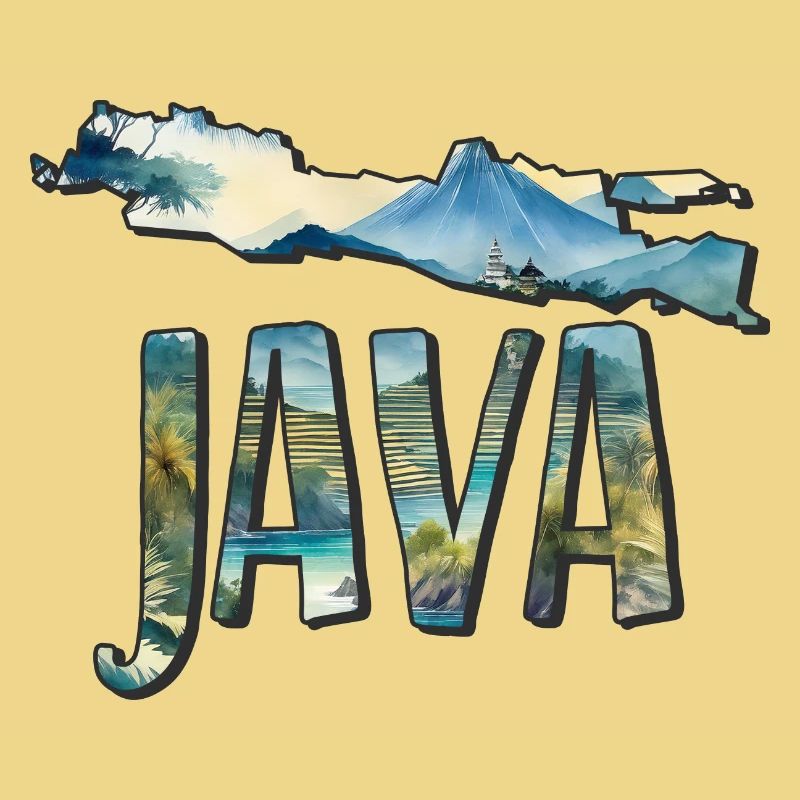 Carte aquarelle Java