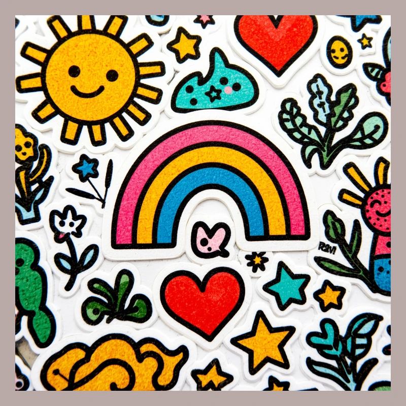 Fröhlicher Doodle-Regenbogen
