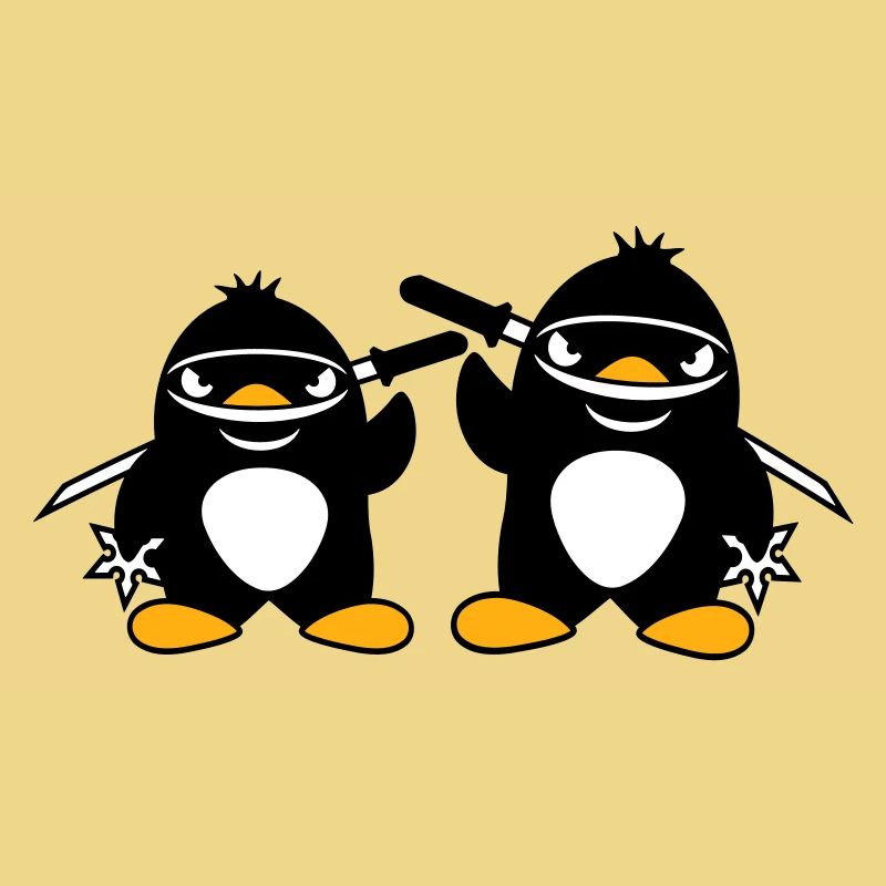 2 Pinguine Ninja Samurai Japanisch Katana Team Duo