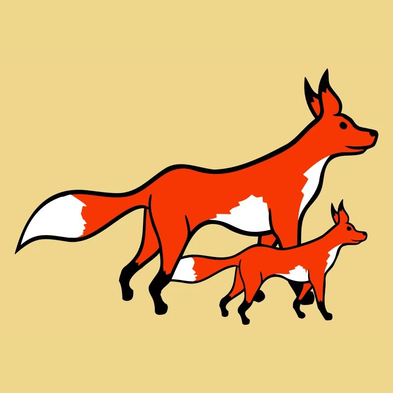 2 Füchse Mutter Rotfuchs Kleines Kind Vater Mama