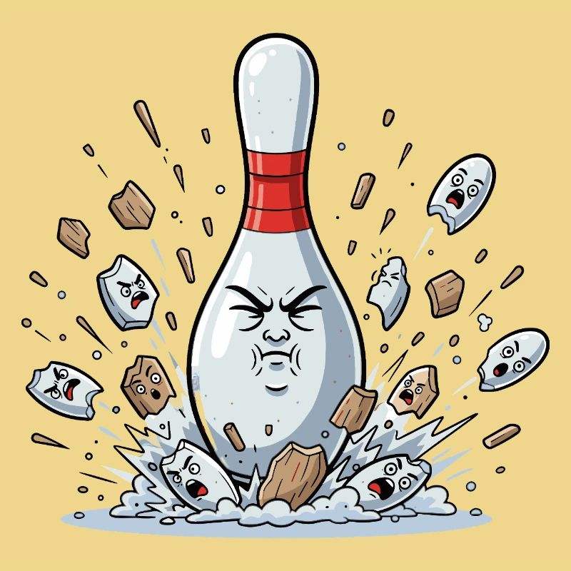 Exploding Bowling Pin Cartoon