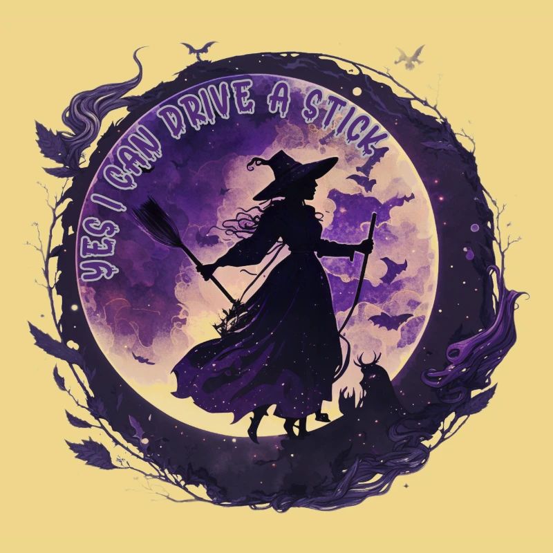 Moon Magic Witch Under Night Moon Halloween
