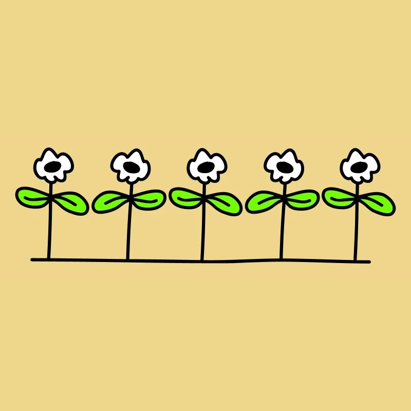 Cinq jolies marguerites 5 fleurs Rangée décorative