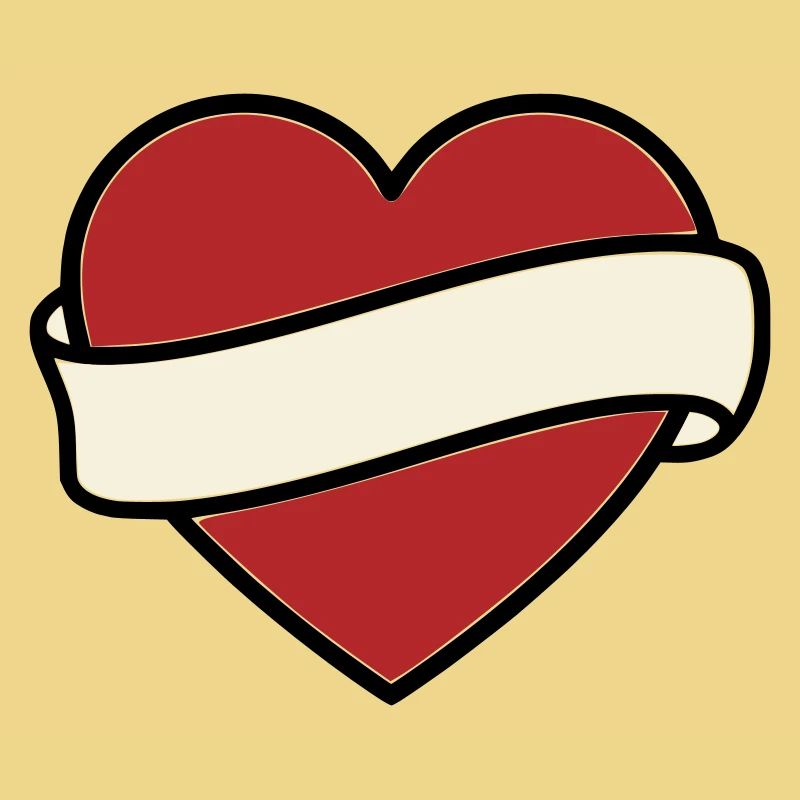 Tattoo Heart Banner Scroll Vector
