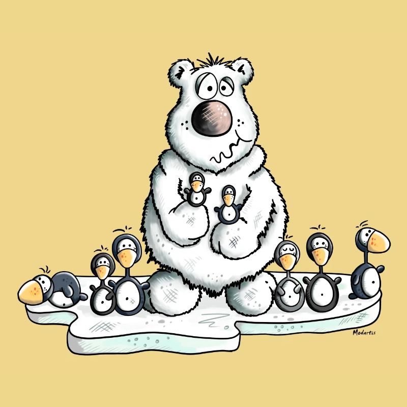Eisbär mit Pinguinen