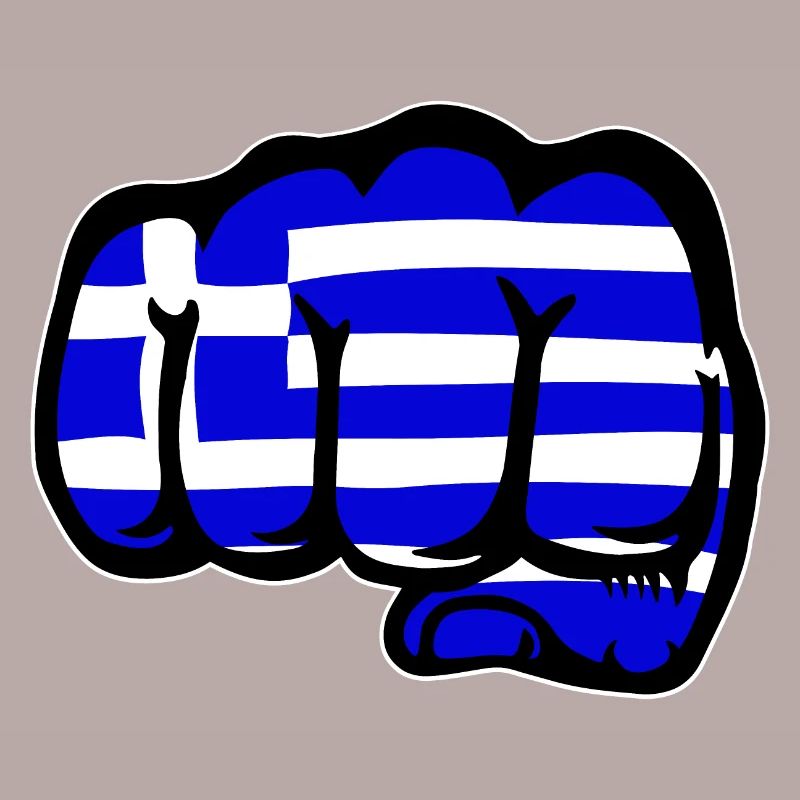 Grèce drapeau main poing