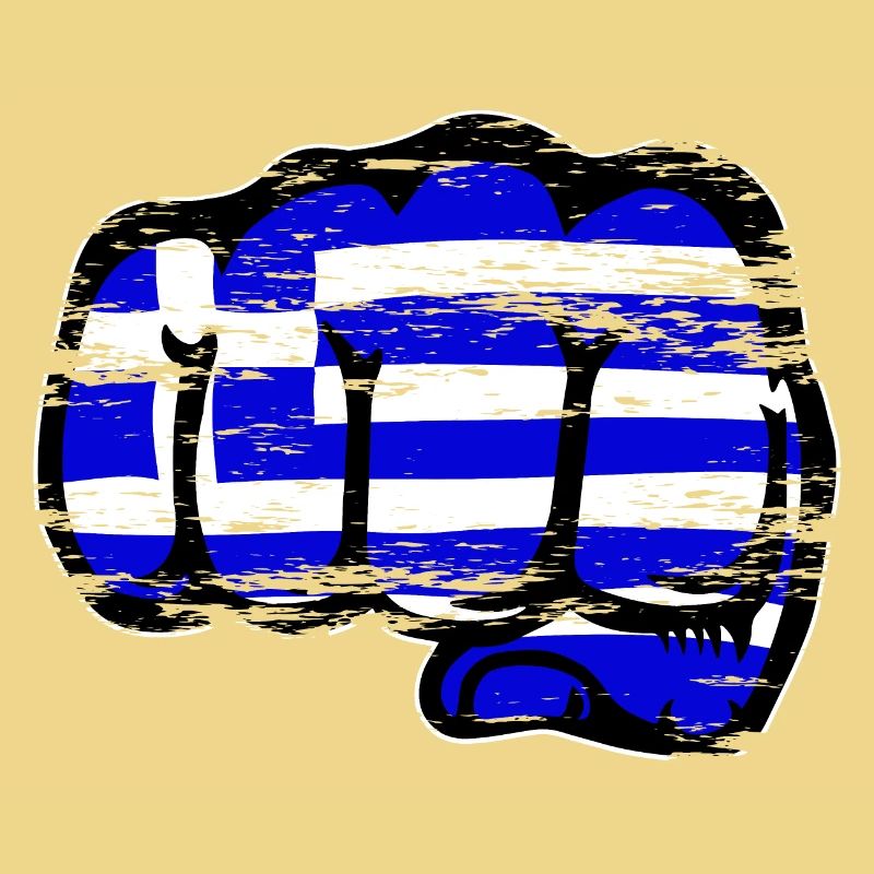 Drapeau de la Grèce poing de main utilisé