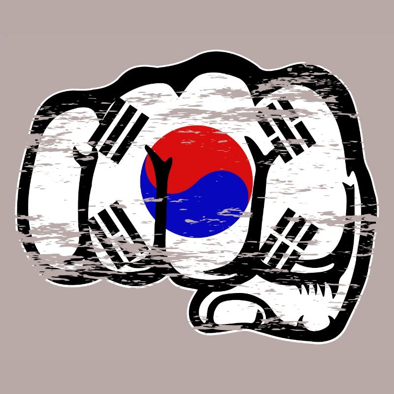 Drapeau de la Corée du Sud Main Poing Utilisé