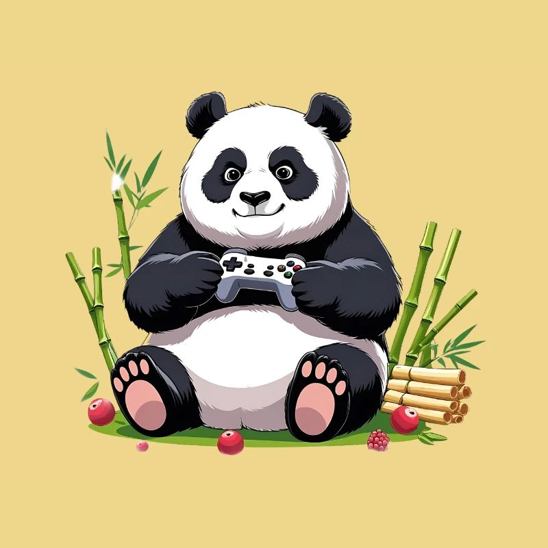 Cute Panda with Gaming Controller