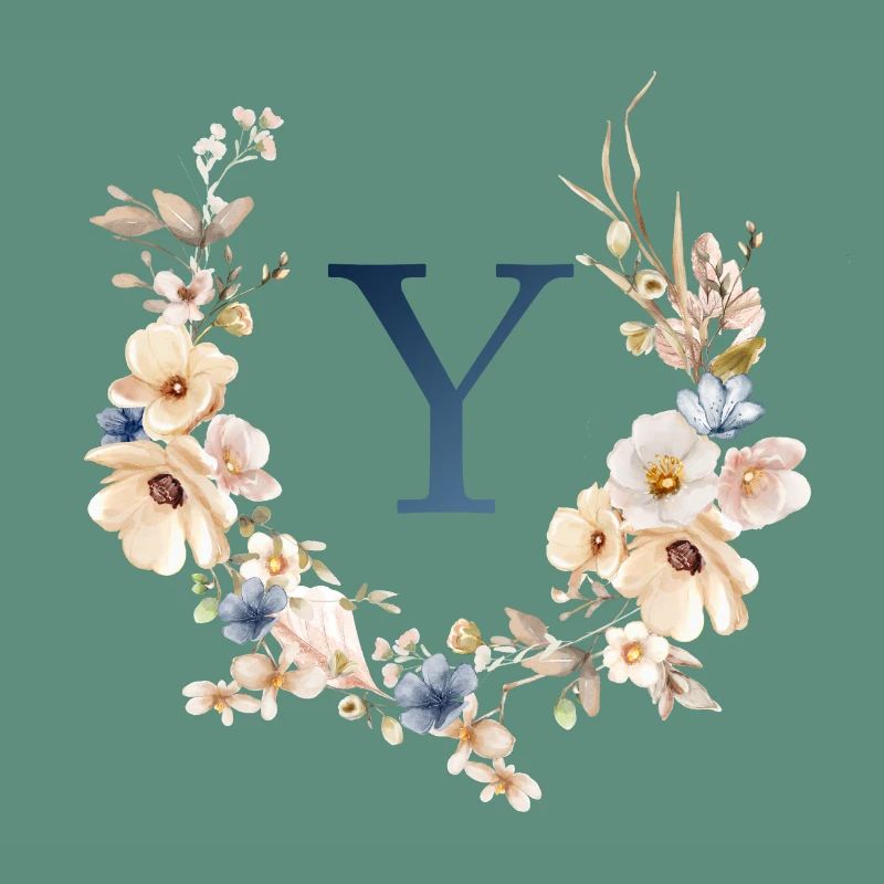 Y Monogram, Floral, Boho