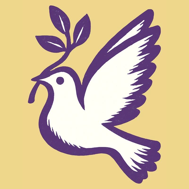 Colombe violette emblème branche d’olivier