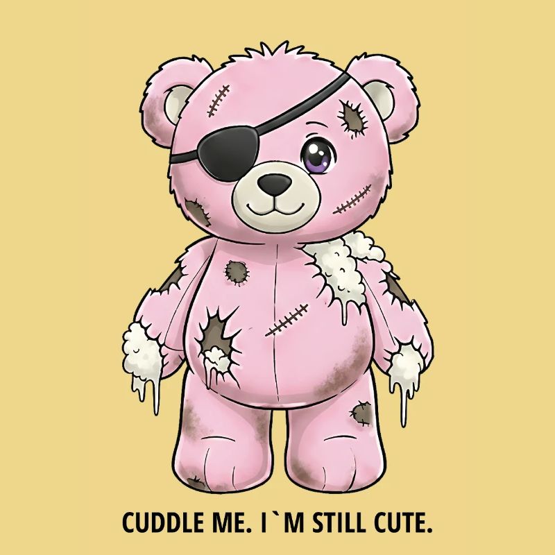 Patchwork Pink Teddy Bear with Eye Patch