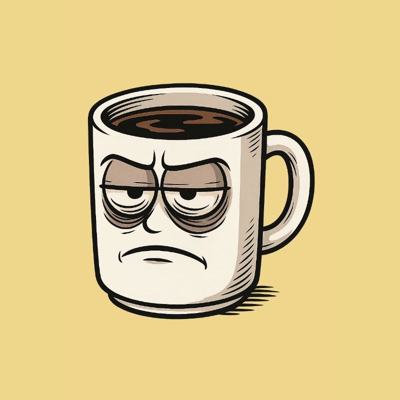 Coffee cup with grumpy face