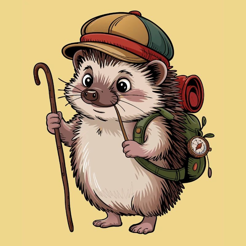 Hedgehog with backpack on the move
