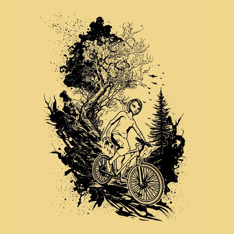 Conception de vélo de montagne aventureuse dans la nature.