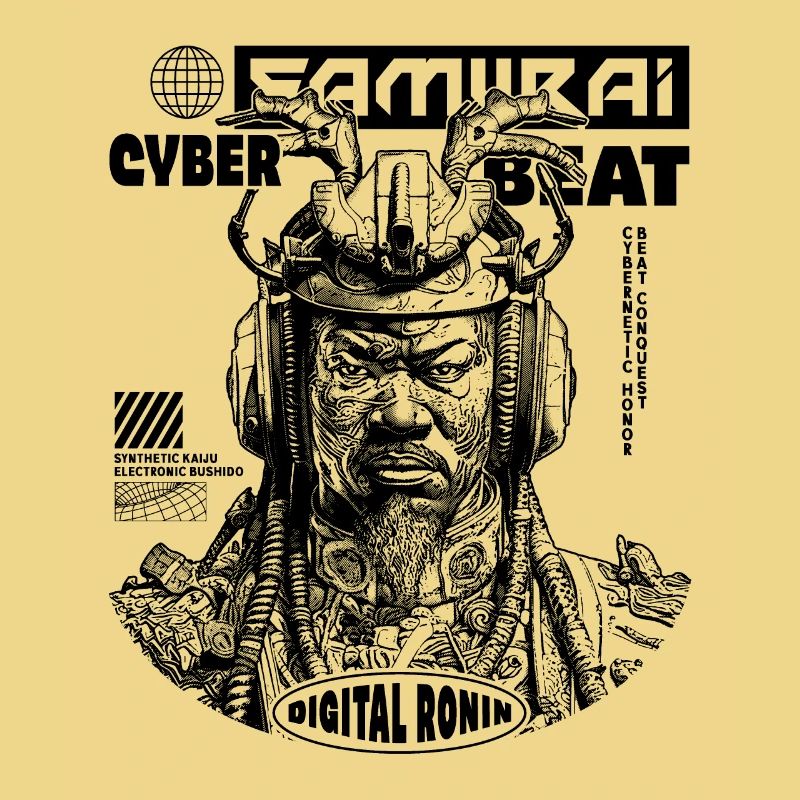 Futuristic samurai shirt for techno anime fans