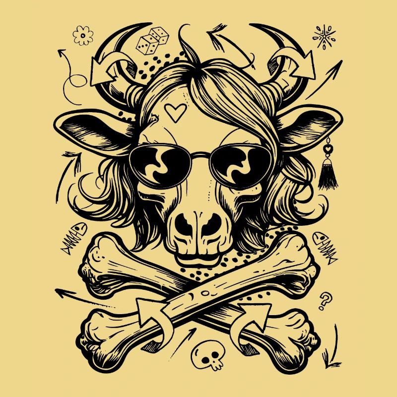 Vache graffiti coquine avec coiffure sauvage, chemise