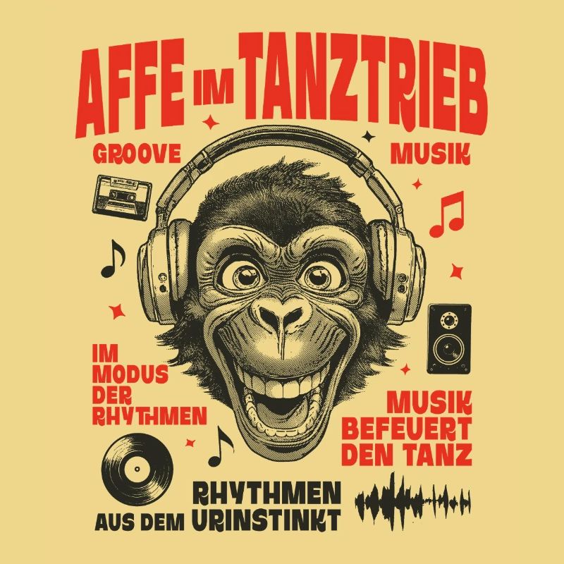 Kopfhörer Sound Shirt: Affen Rhythmus und Spaß