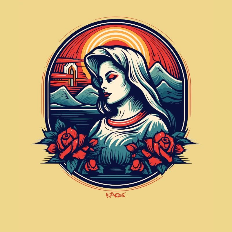 La beauté pieuse avec les roses
