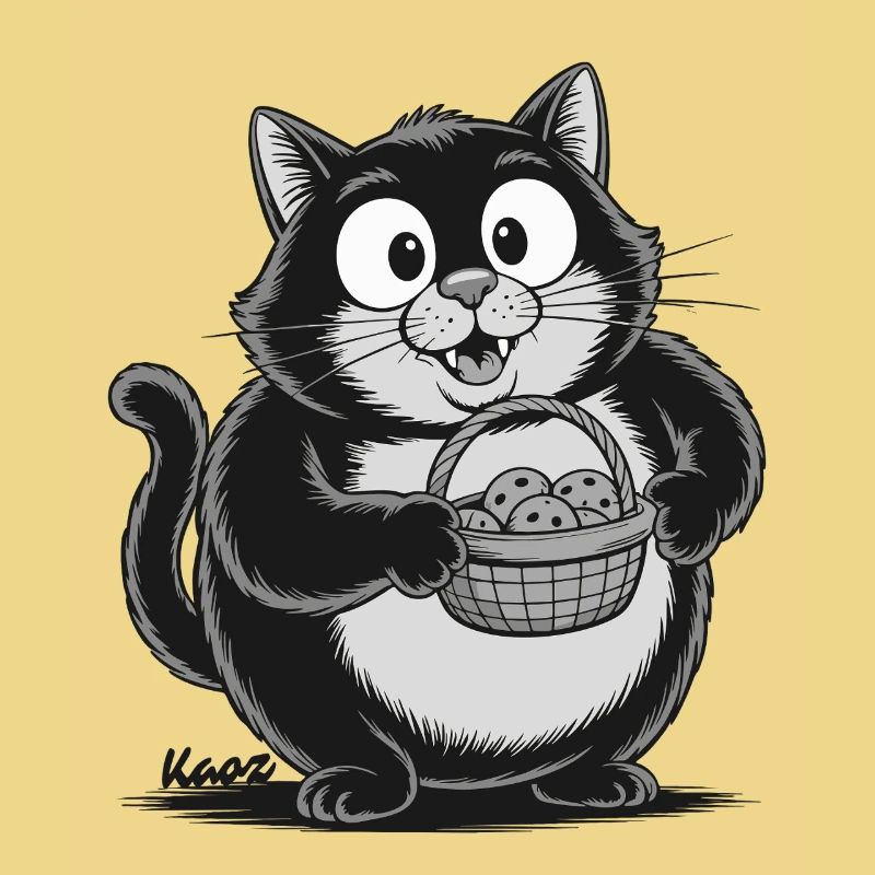 Dicke Katze mit Keks Snacks