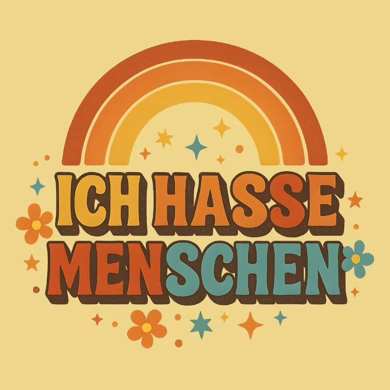 Ich hasse Menschen Regenbogen Retro