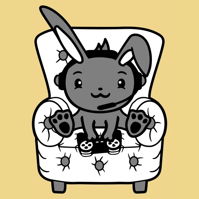 Bunny Playing Controller Console Headset Gamer Nerd