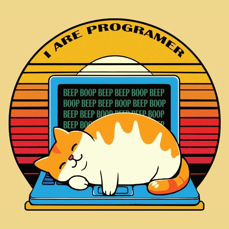 I are programmer, fat sleeping cat