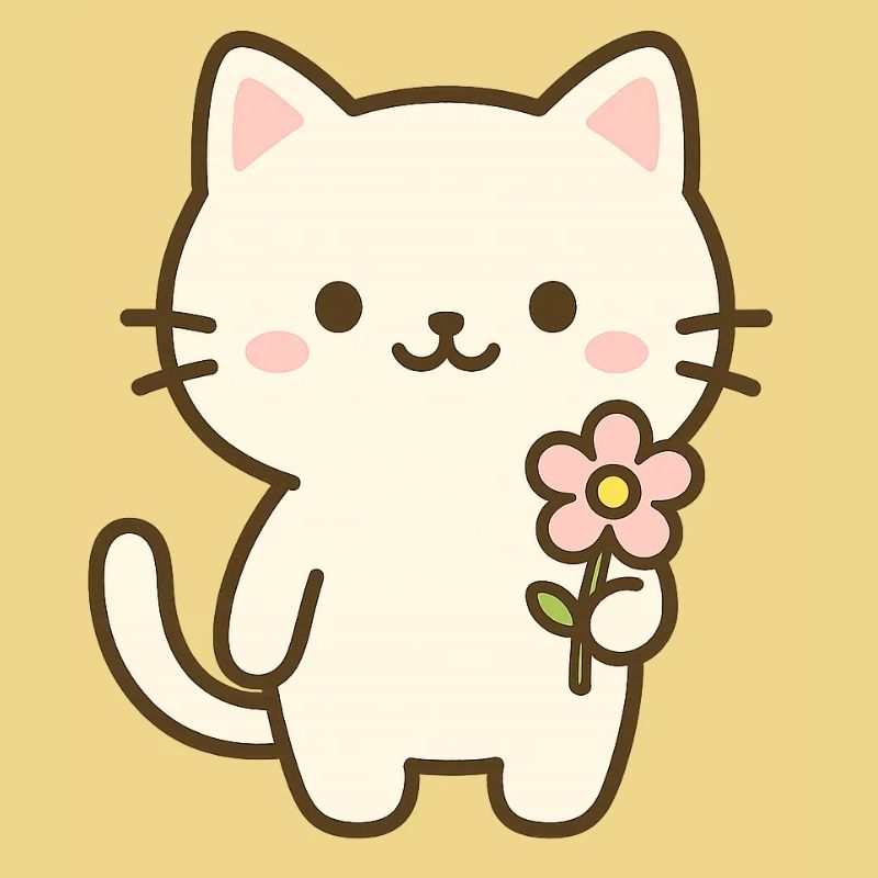 Chat mignon avec fleur
