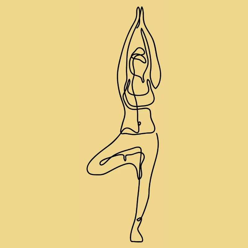 2 Yoga Vrikshasana oder der Baum | Schwarzer Strich