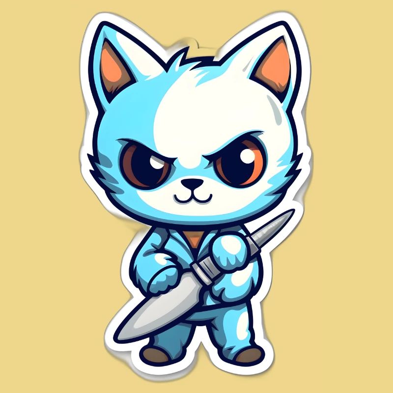 Gefährliche Katze mit Messer
